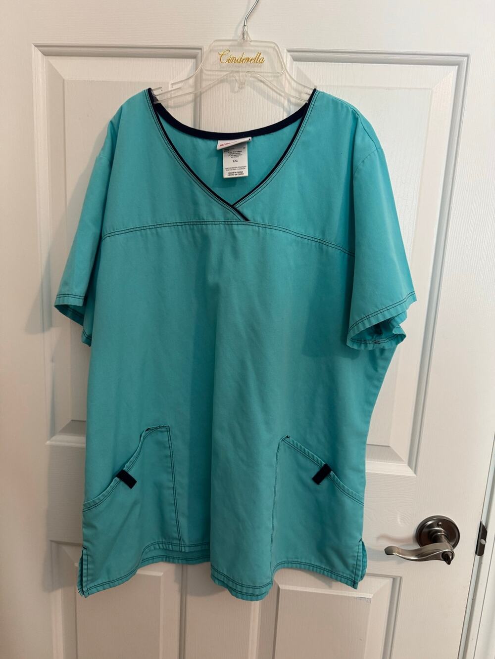 Scrubstar Women's Mock Wrap Scrub Top Teal Cotton Blend L